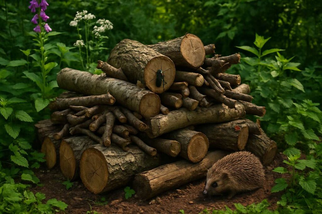 Totholzecke im Garten anlegen: So schaffen Sie Lebensraum für Igel und Käfer