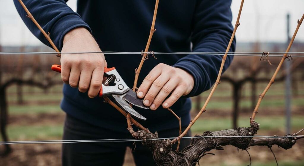 Weinreben im Februar schneiden: Zwei Augen pro Trieb – mehr braucht es nicht